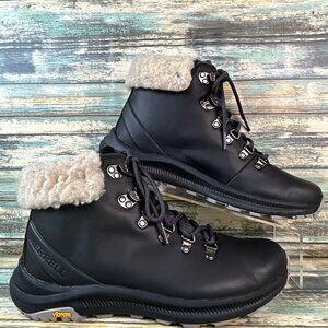 Merrell Combat Boot Sz 9 Waterproof Black Leather Ankle Hiking Comfort Lace Up